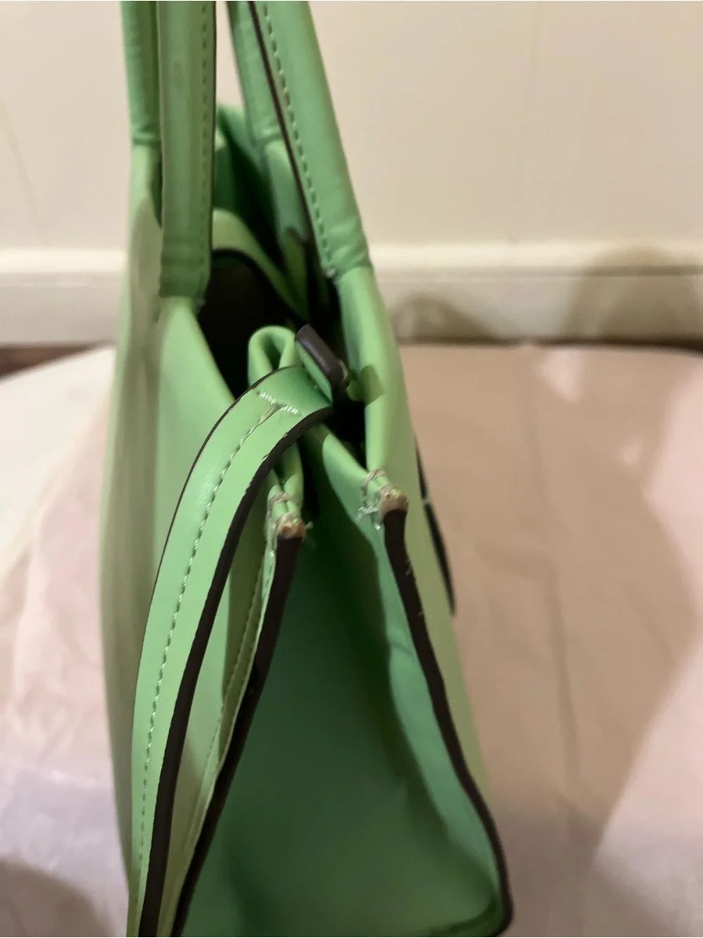Tory Burch Mint Green Leather Double-Handle Tote